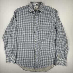 Billy Reid Shirt Mens XL Blue Check Long Sleeve Button Up Cotton Italy
